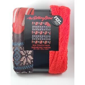 The Rolling Stones Tongue & Lips Silk Touch Faux Shearling Throw Blanket 50"x60"